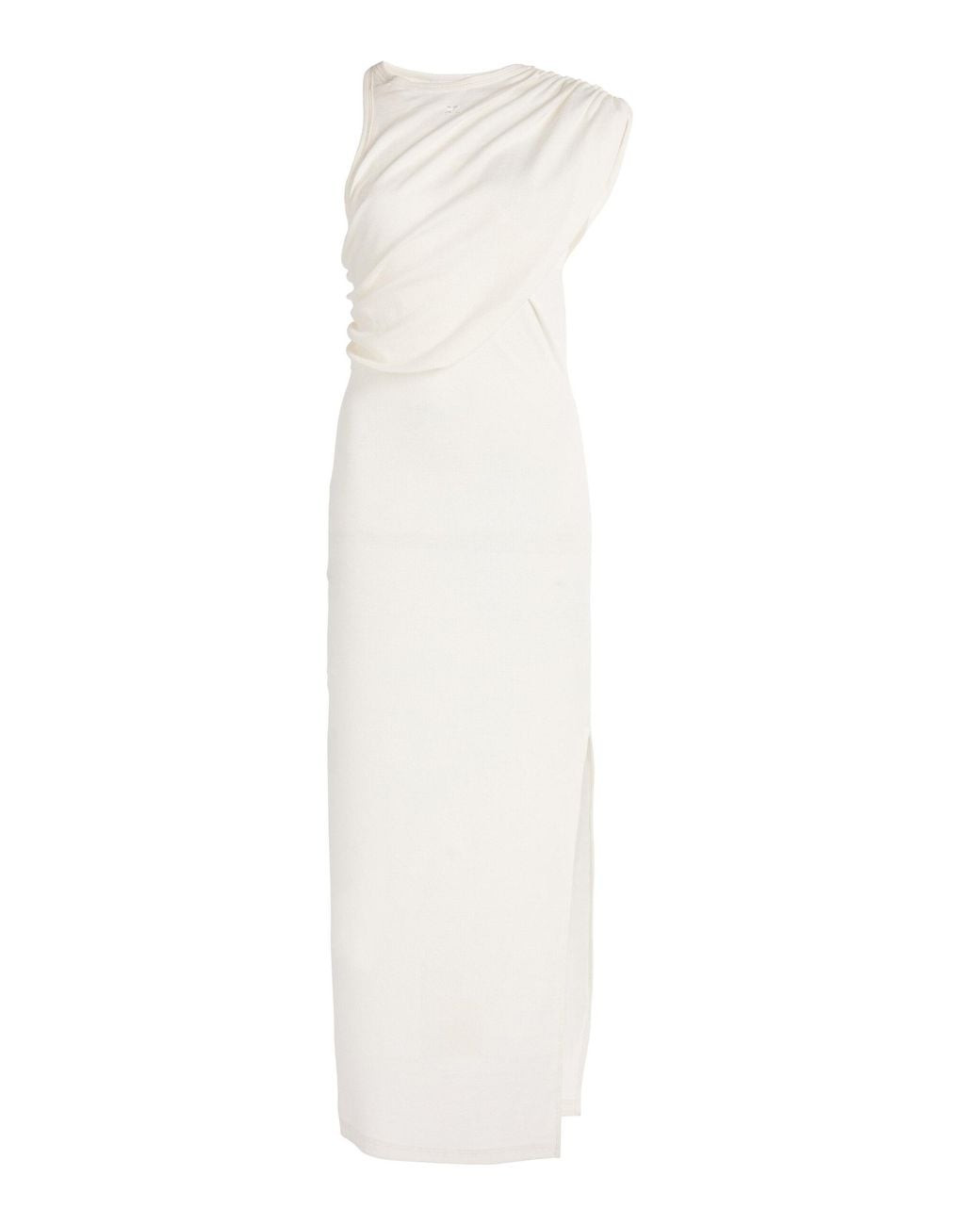Courreges White Twisted Cotton-Knit Midi Dress
