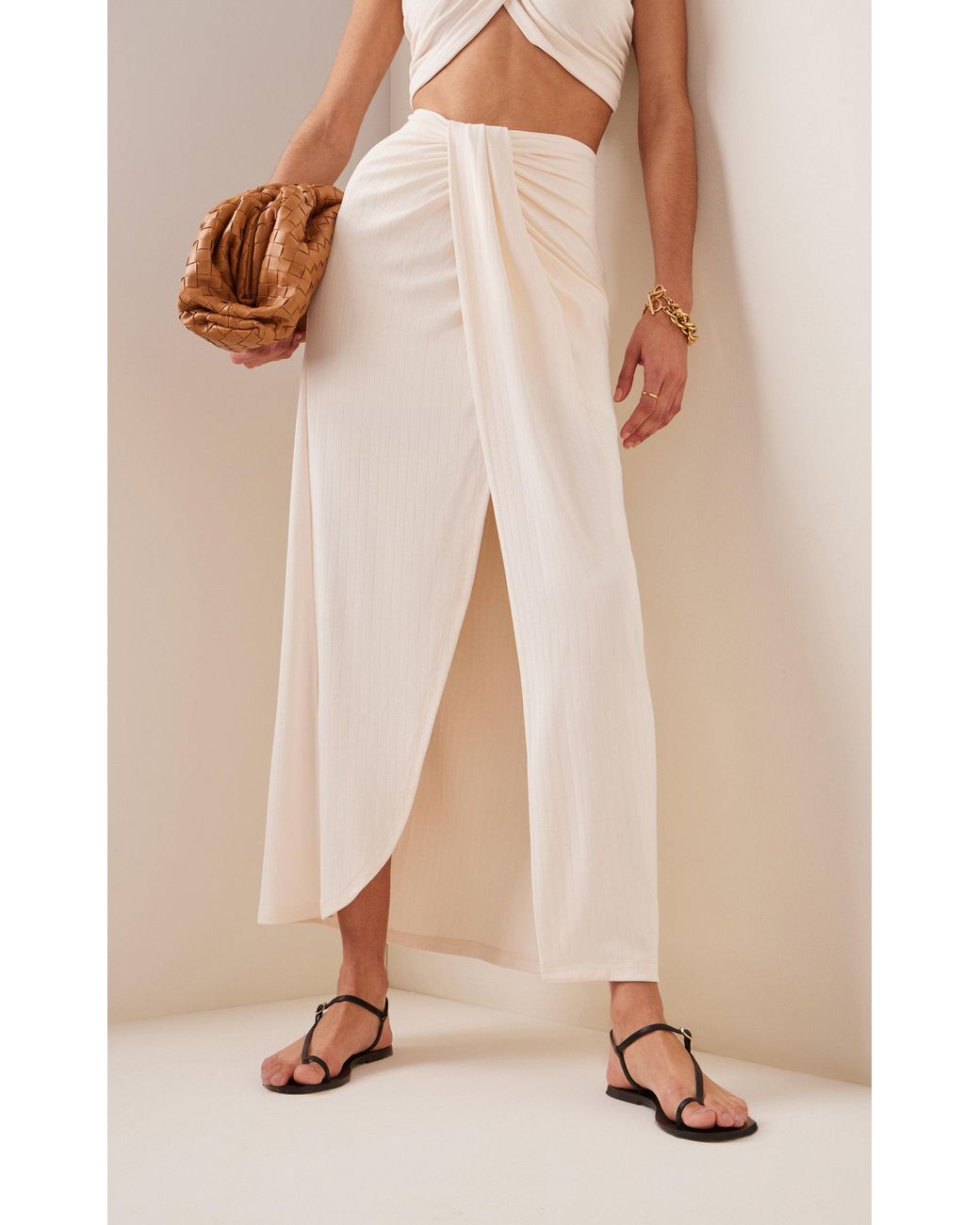 white maxi skirt draped