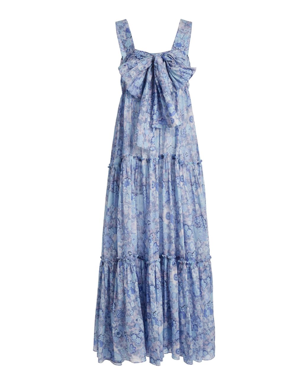 Chloé Blue Floral-Printed Cotton Voile Midi Dress