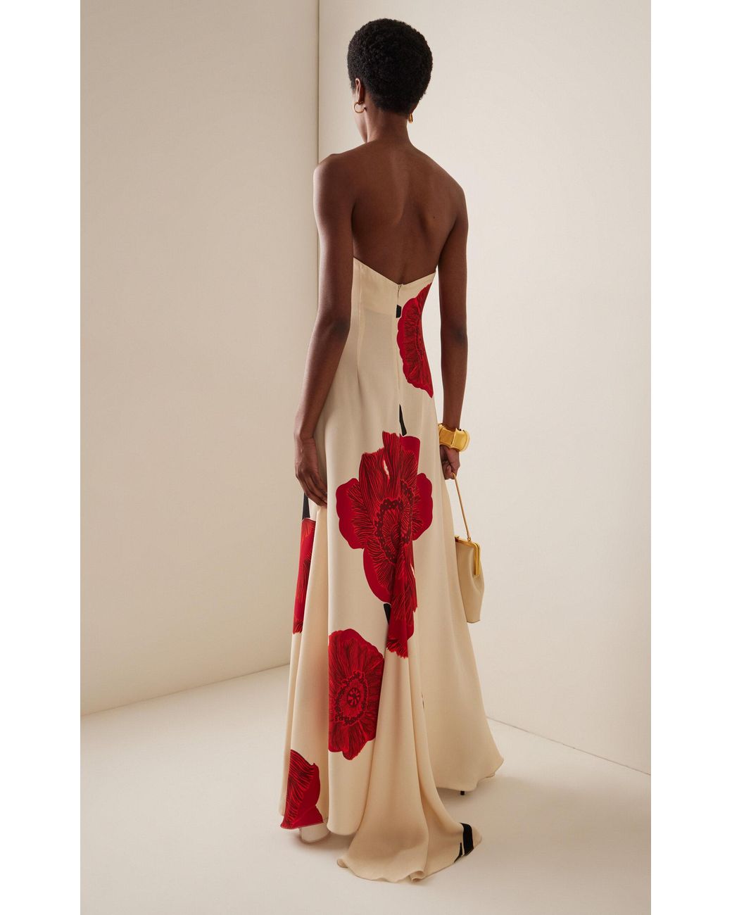 Johanna Ortiz Petals Strapless Embellished Silk Maxi Dress in White | Lyst