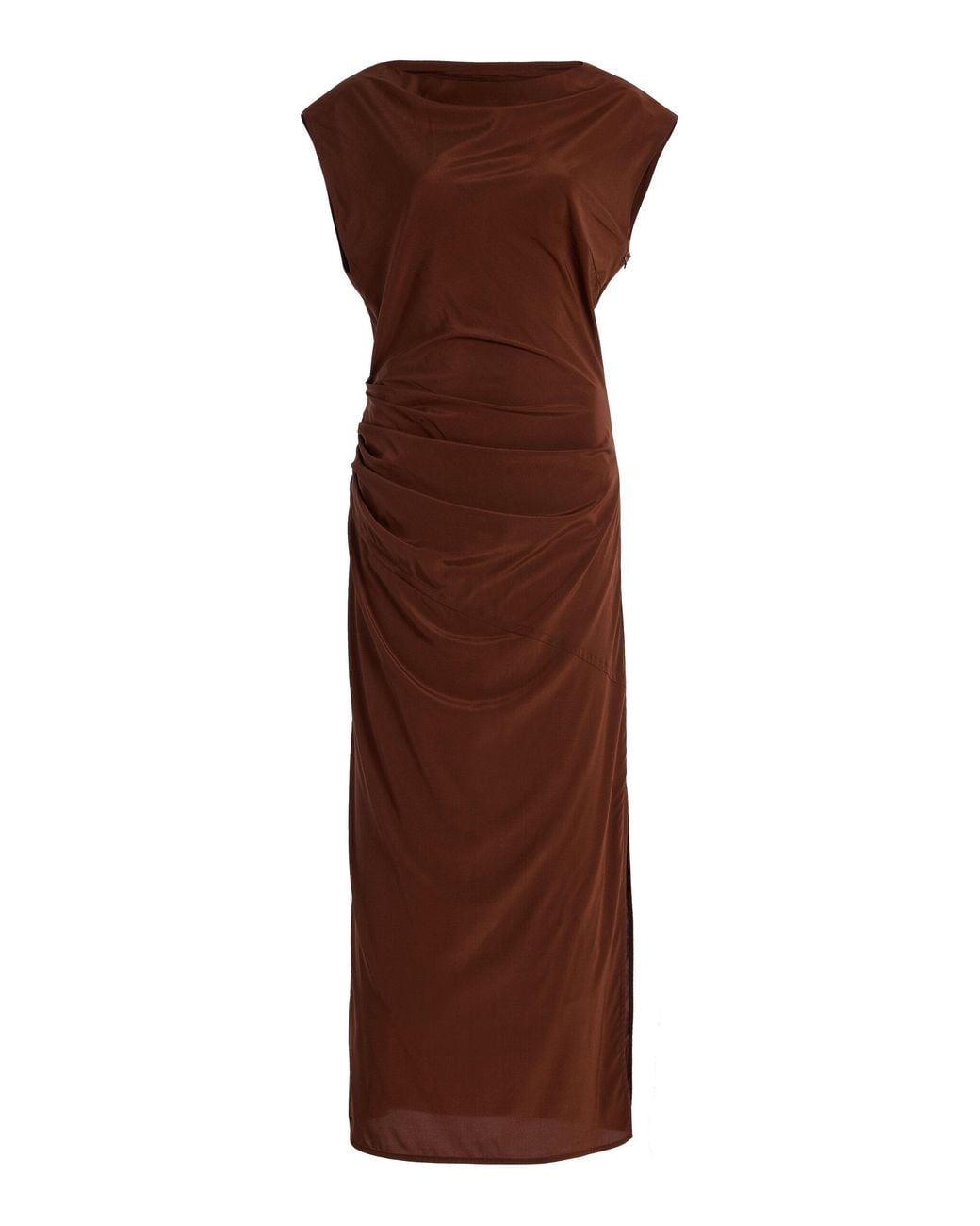 Proenza Schouler Brown Tasa Draped Silk-Blend Midi Dress