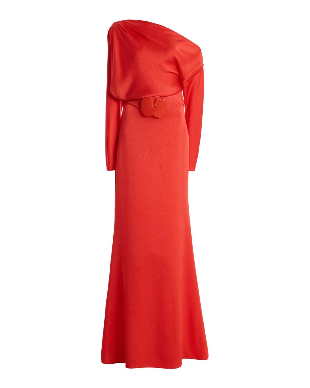 Silvia Tcherassi Red Noelia Off-The-Shoulder Satin Maxi Dress