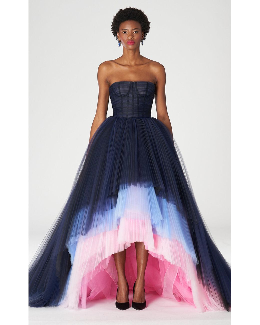 carolina herrera red tulle dress Carolina Herrera Crystal-Embroidered Strapless Gown