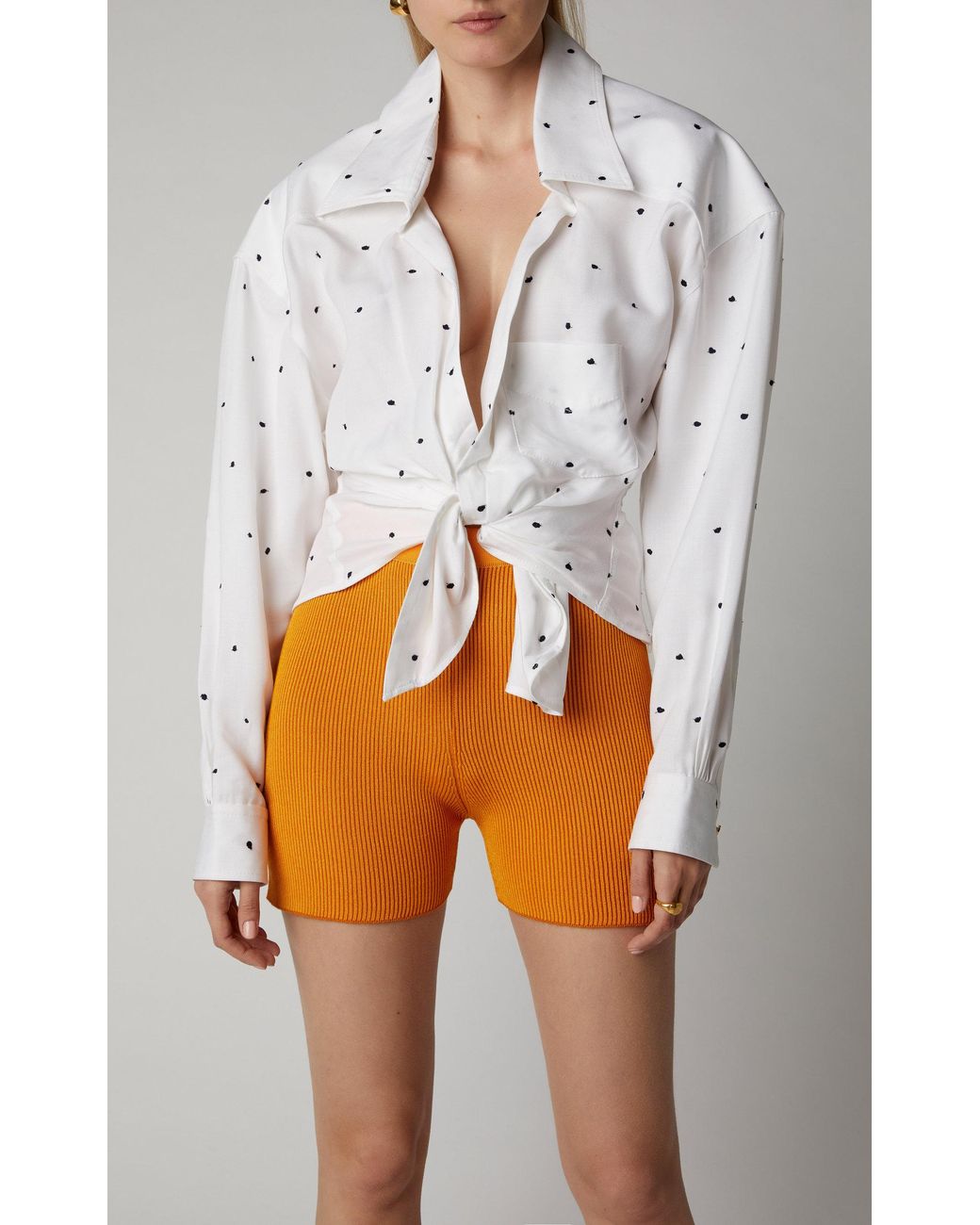 Jacquemus Arancia Ribbed-knit Shorts in Orange | Lyst