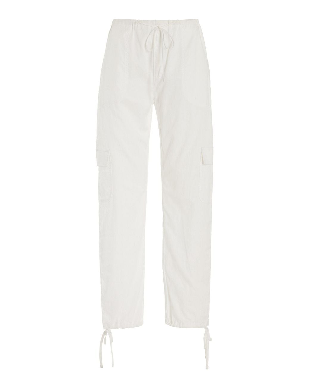 Leset White Yoko Cotton Cargo Pants