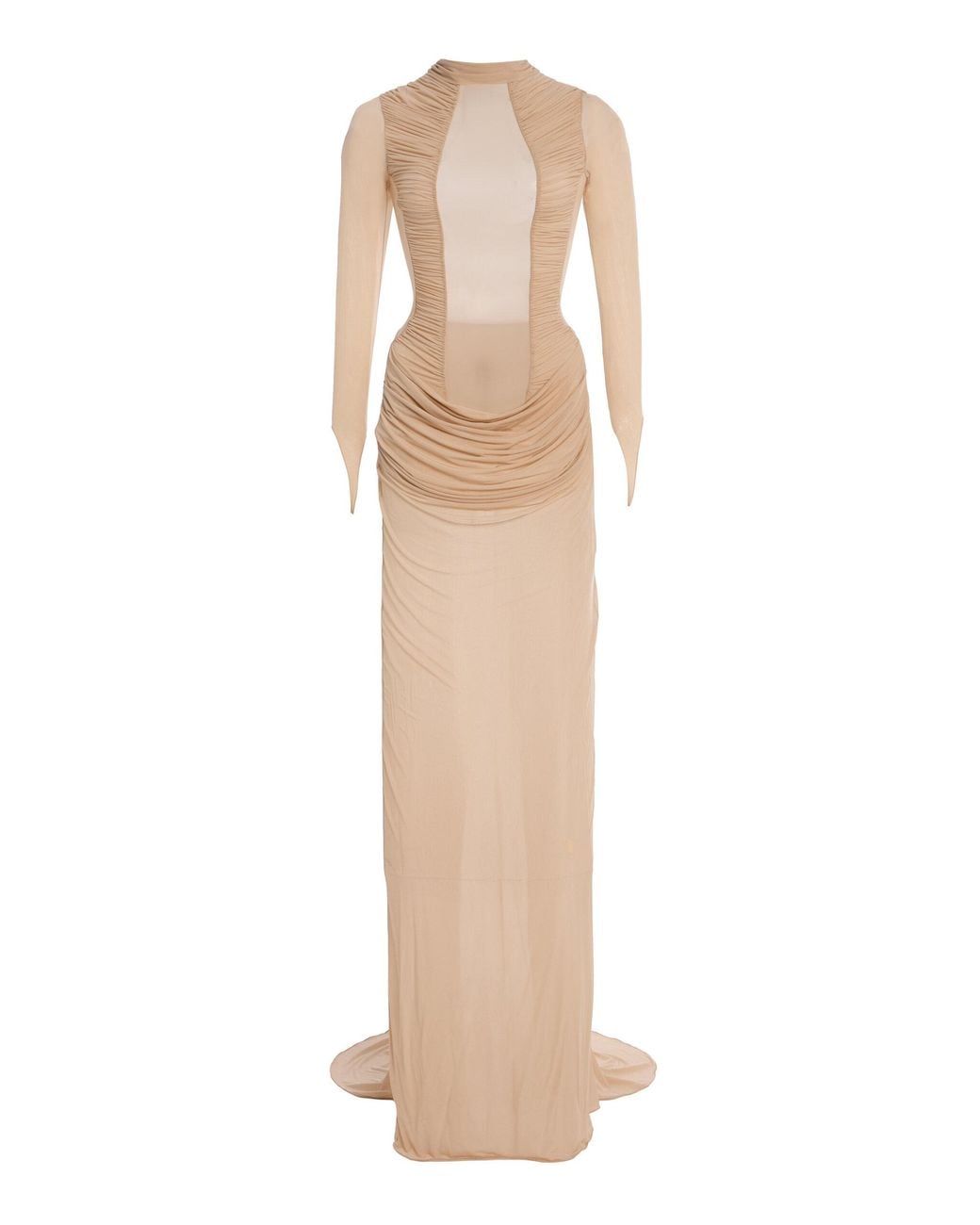 Burc Akyol Natural Ruched Jersey Maxi Dress
