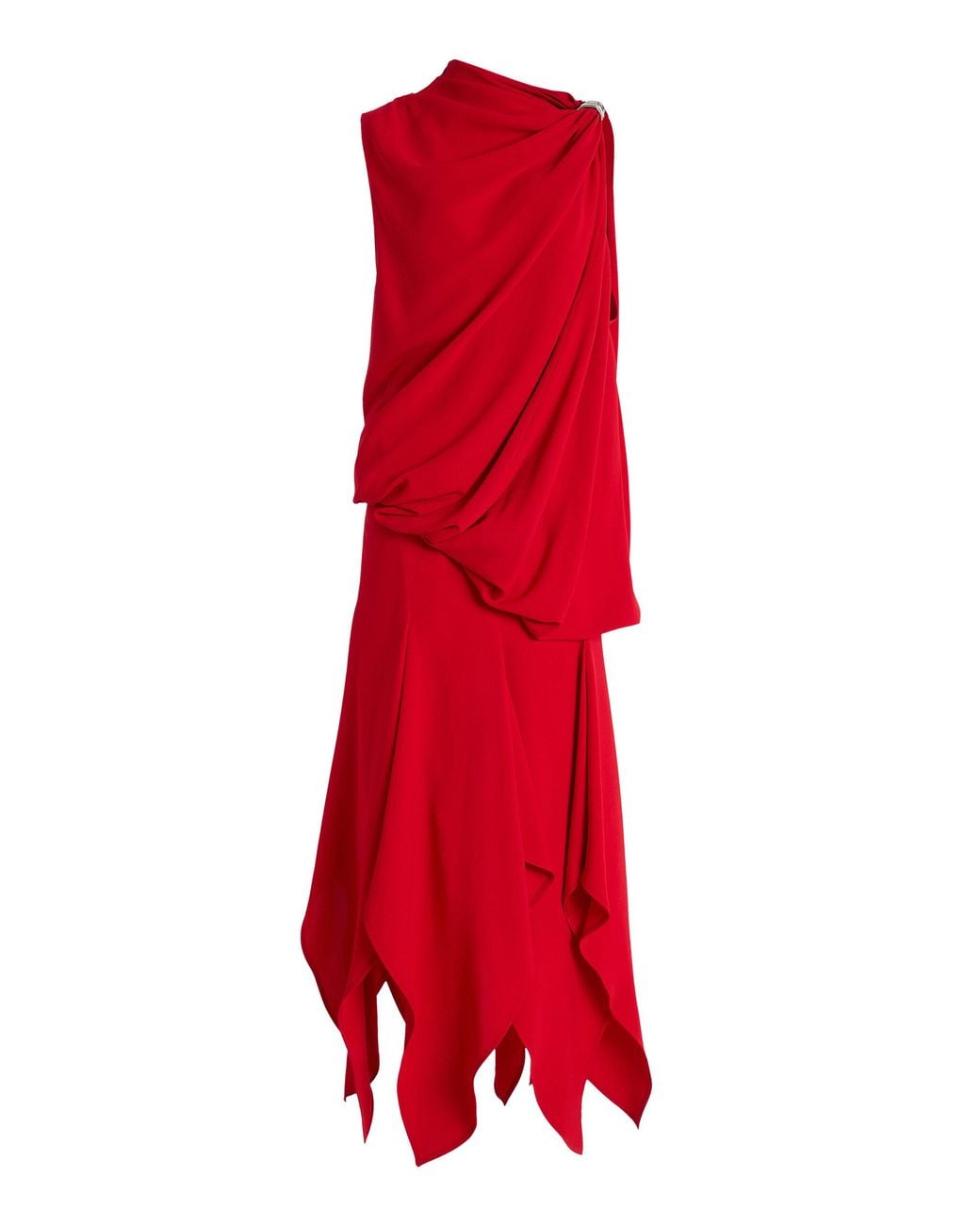 Proenza Schouler Red Denise Draped Crepe Midi Dress
