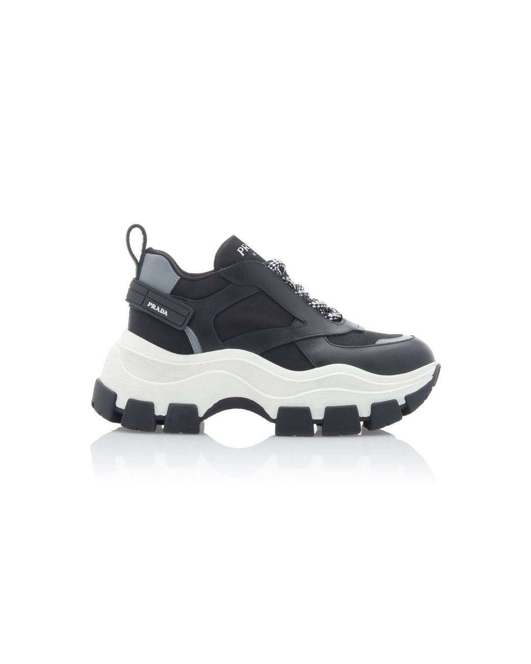 prada leather sneakers with rubber trim