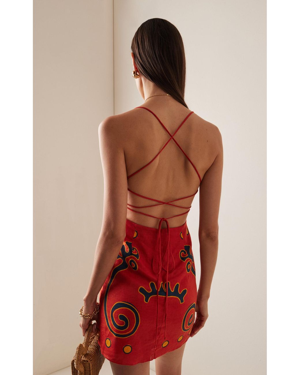 Cala De La Cruz Tere Linen Dress in Red | Lyst