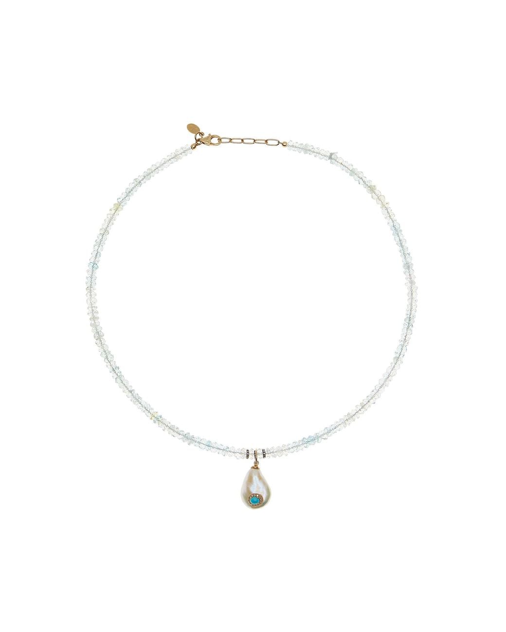 Joie Blue Gemburst 18K Diamond Aquamarine Necklace