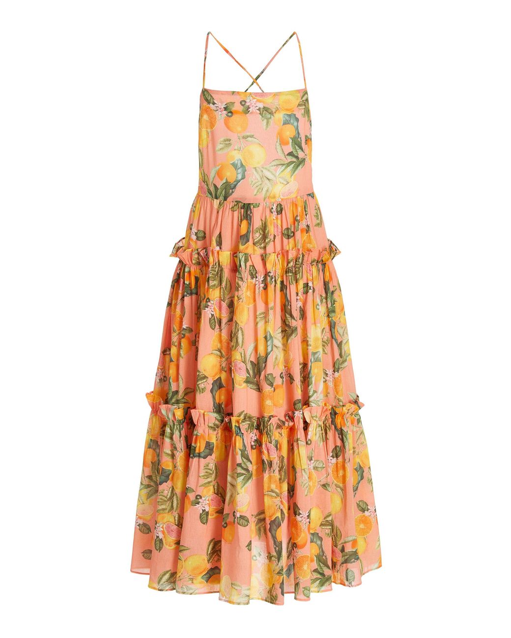 Cara Cara Harbour Island Printed Cotton Voile Midi Dress In Pink Lyst