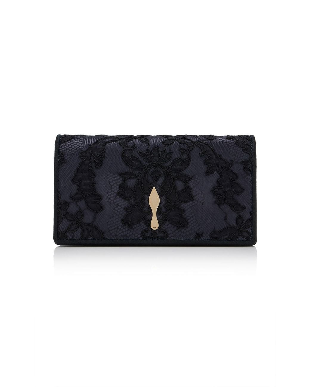 Christian Louboutin Black Bettina Satin Lace Clutch