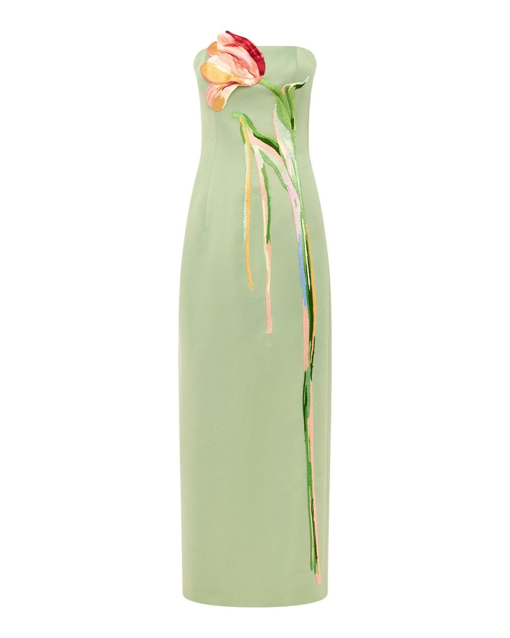 LEO LIN Green Marilyn Floral-Embroidered Maxi Dress