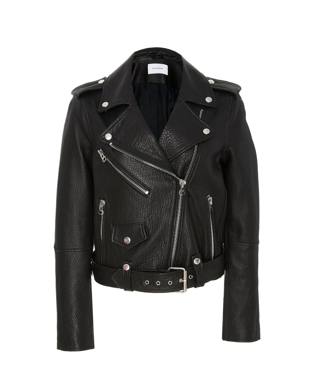 Current/Elliott The Shaina Leather Biker Jacket in Black | Lyst