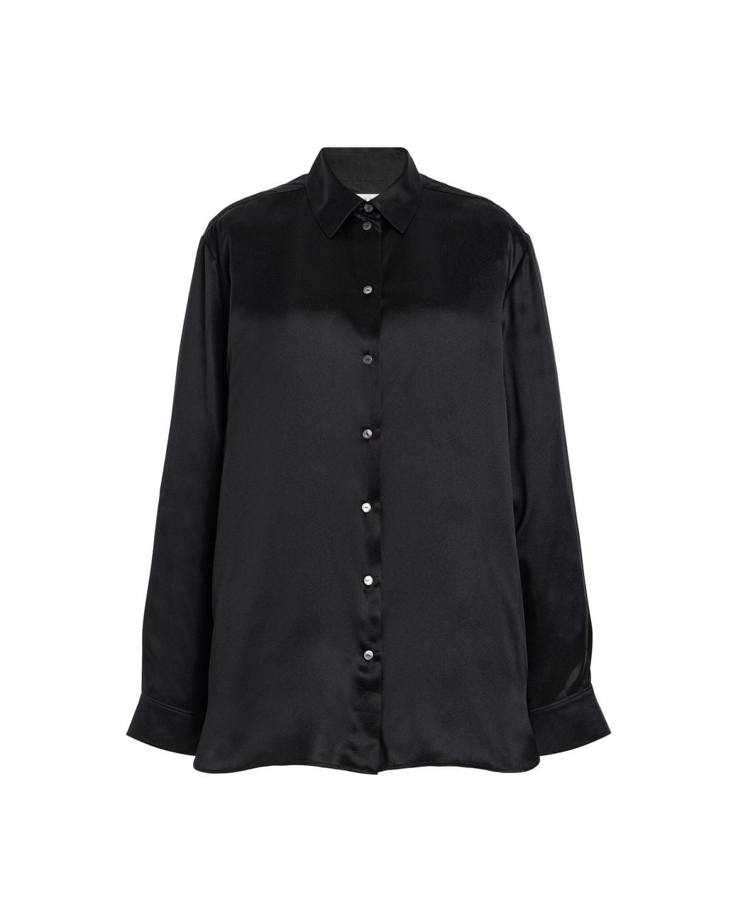 The Row Black Sisilia Silk-Satin Shirt