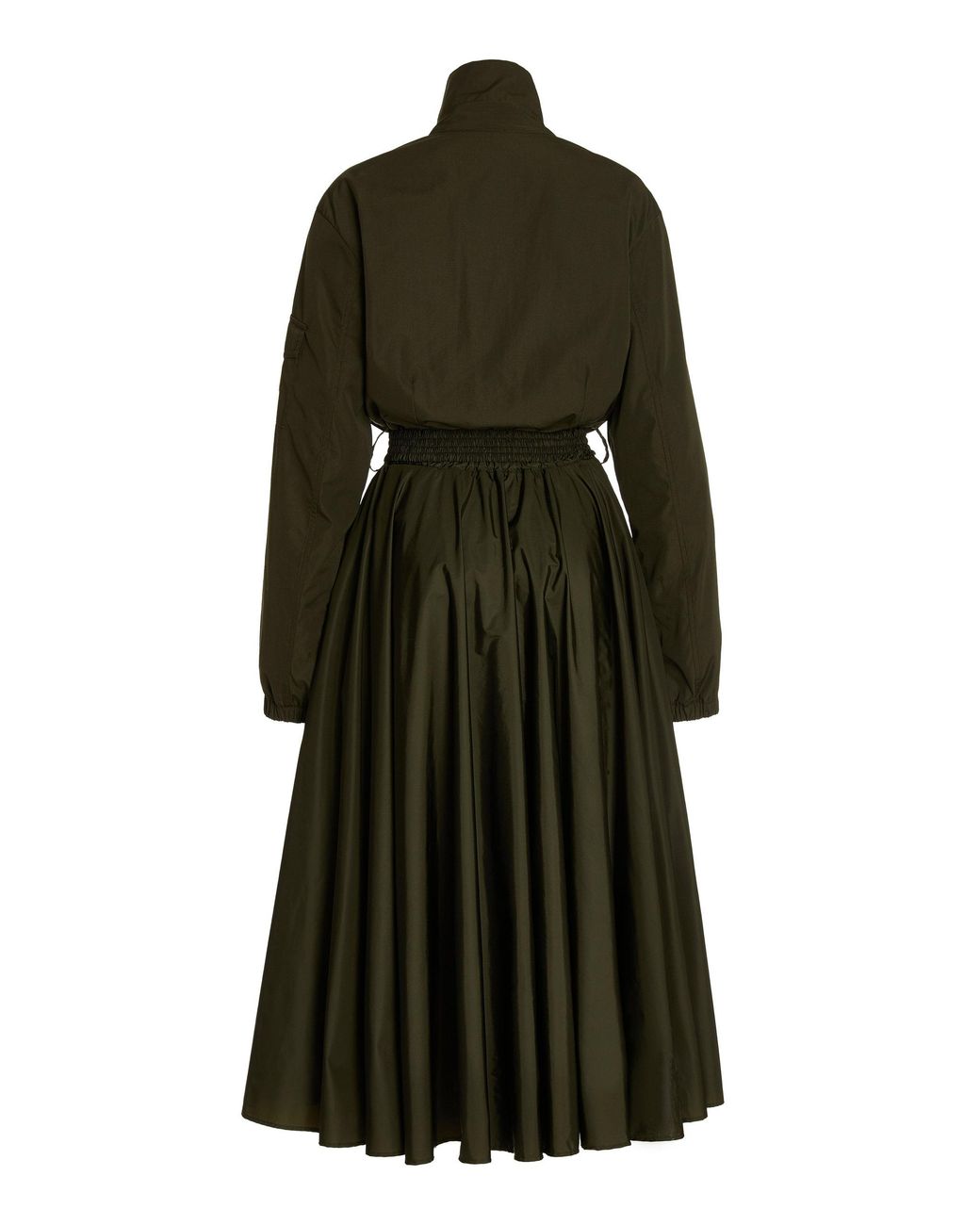 Moncler Belted Shell Midi Shirt Dress in Green | Lyst