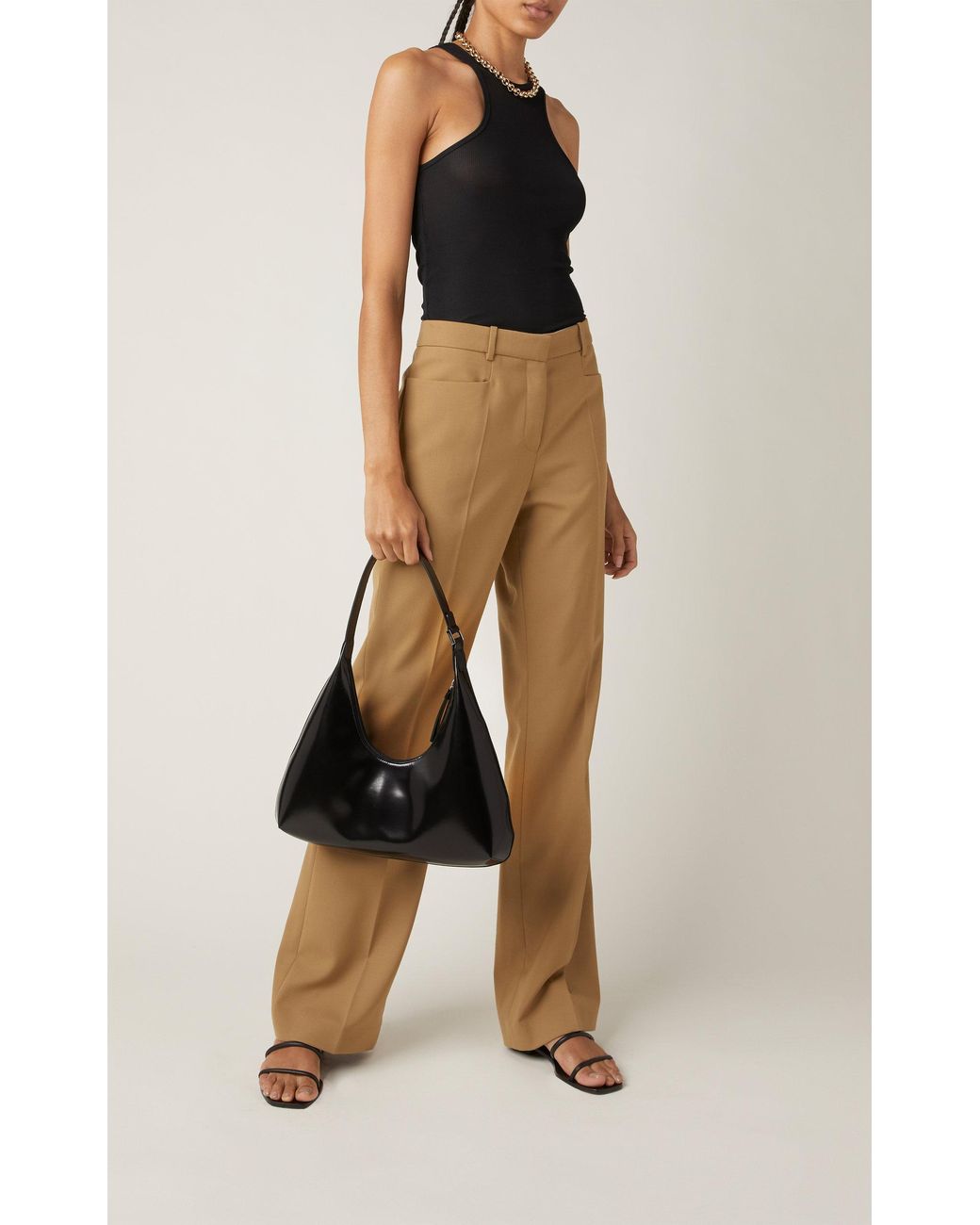 BY FAR Amber Semi Patent Leather Shoulder Bag in Black Lyst UK