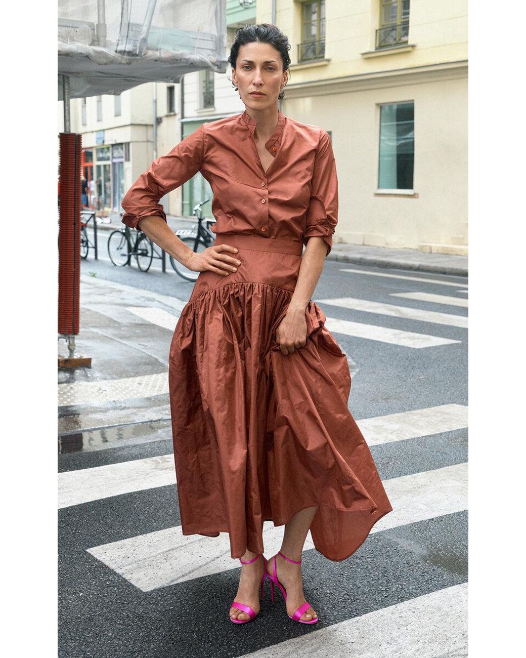 martin grant gathered drop-waist silk midi dress Vinya Poplin Drop Waist Dress main image 1