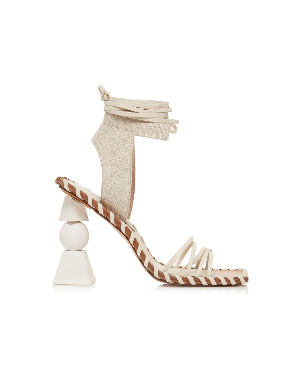 Jacquemus Les Valerie Hautes Linen And Leather Sandals in White | Lyst