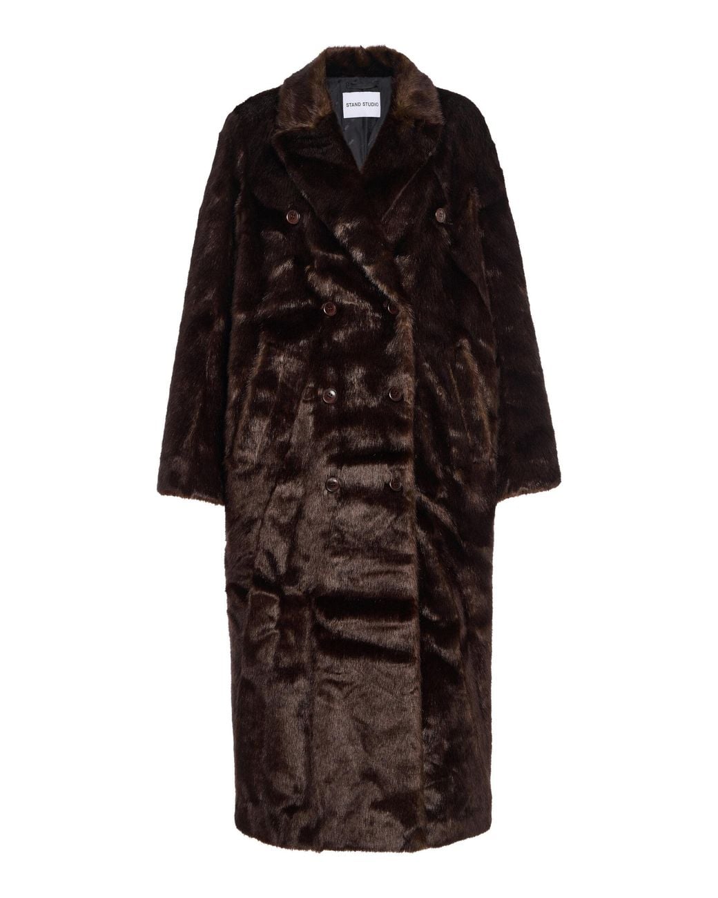 Stand Studio Brown Harper Faux Fur Double-Breasted Coat