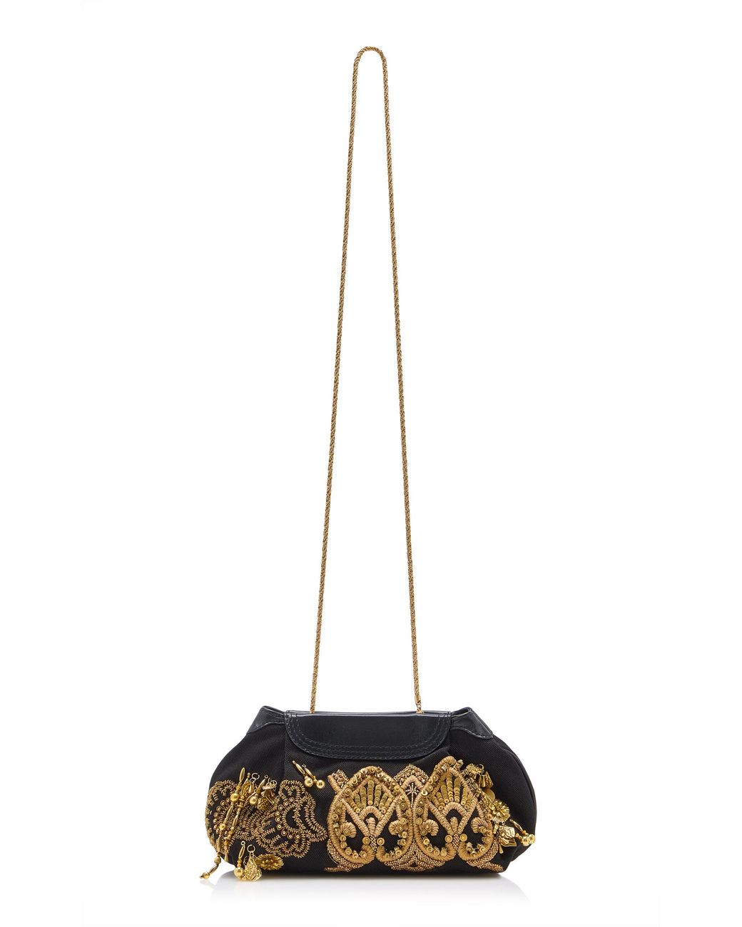 Dries Van Noten White Small Embroidered Cotton Clutch