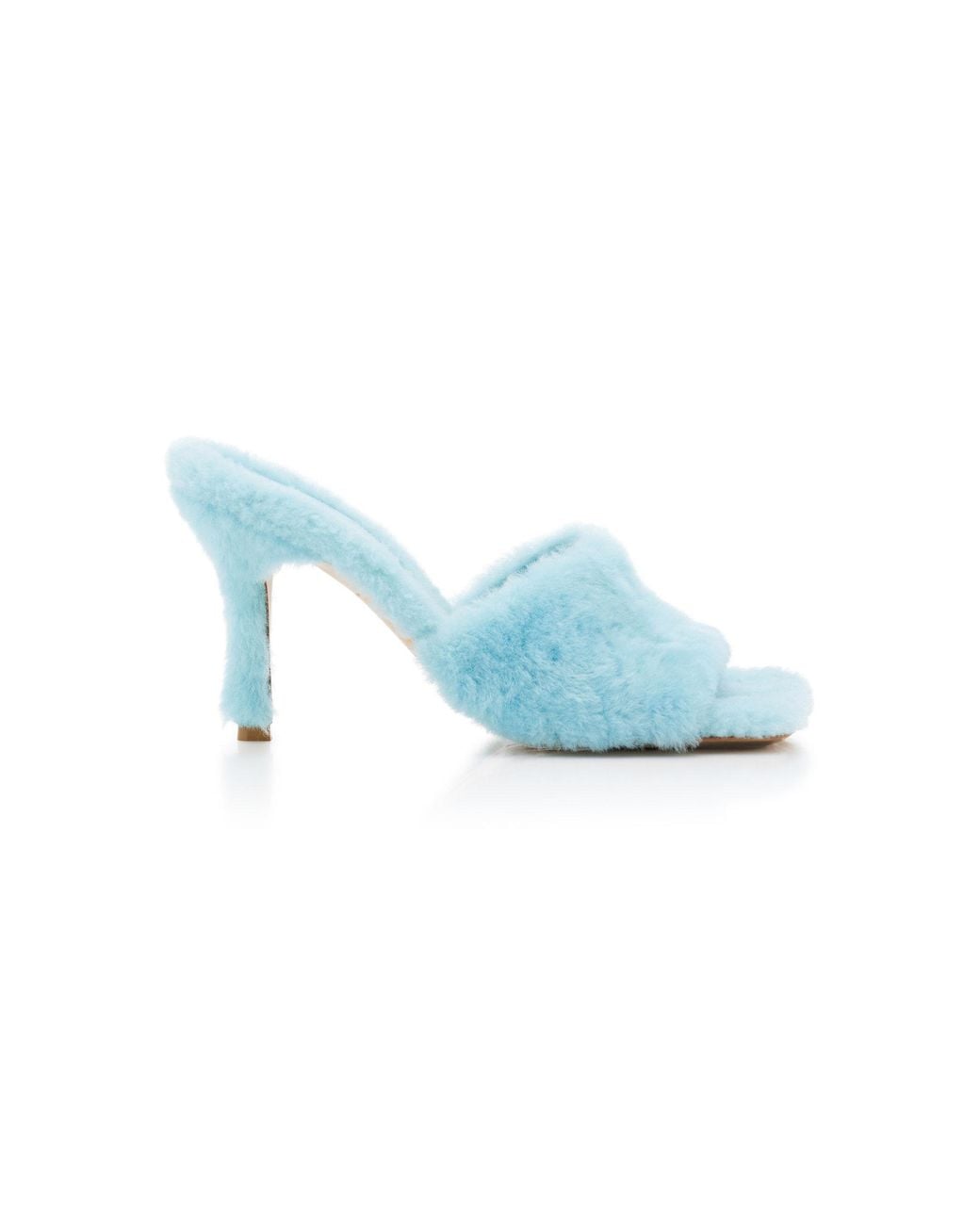 Bottega Veneta Blue Stretch Fur Mule Sandals