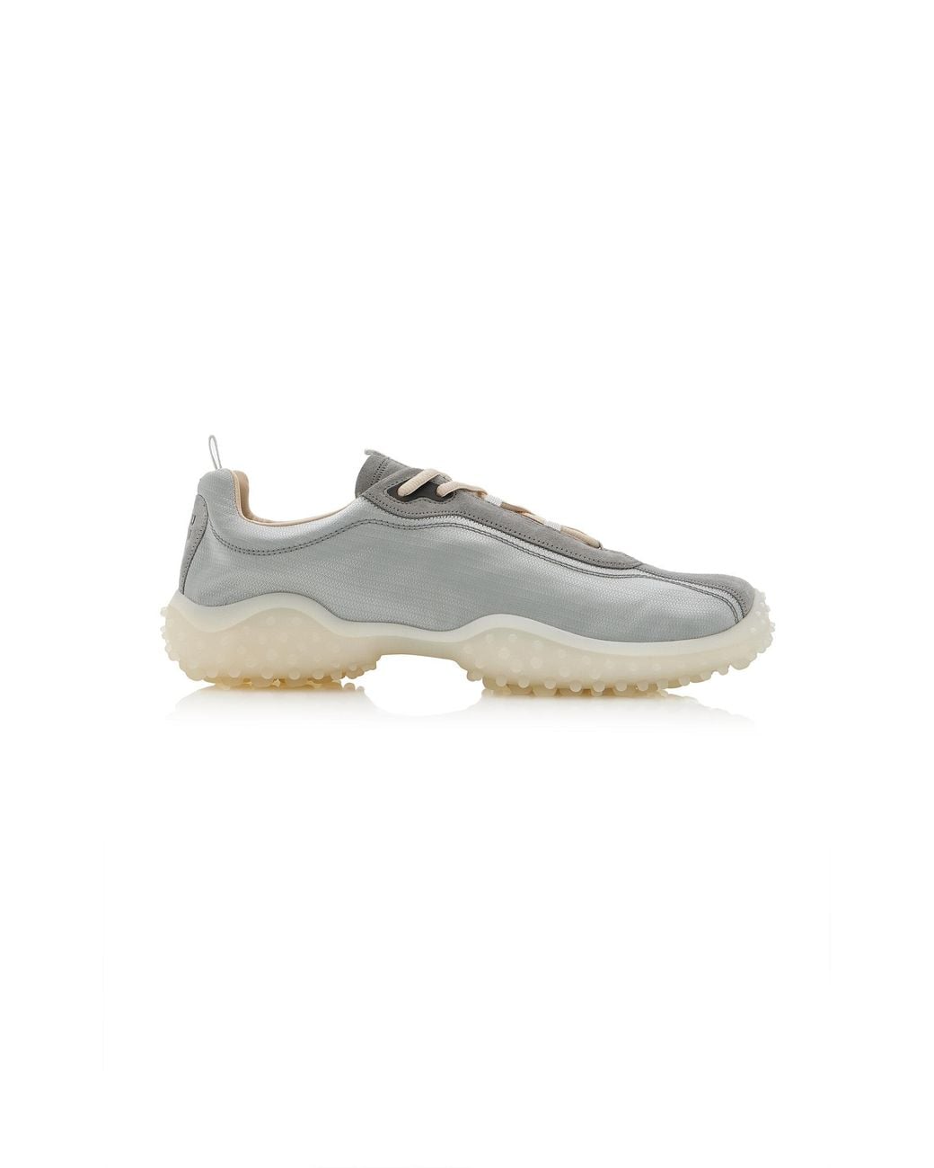 Miu Miu Metallic Bubble Nylon And Suede Sneakers