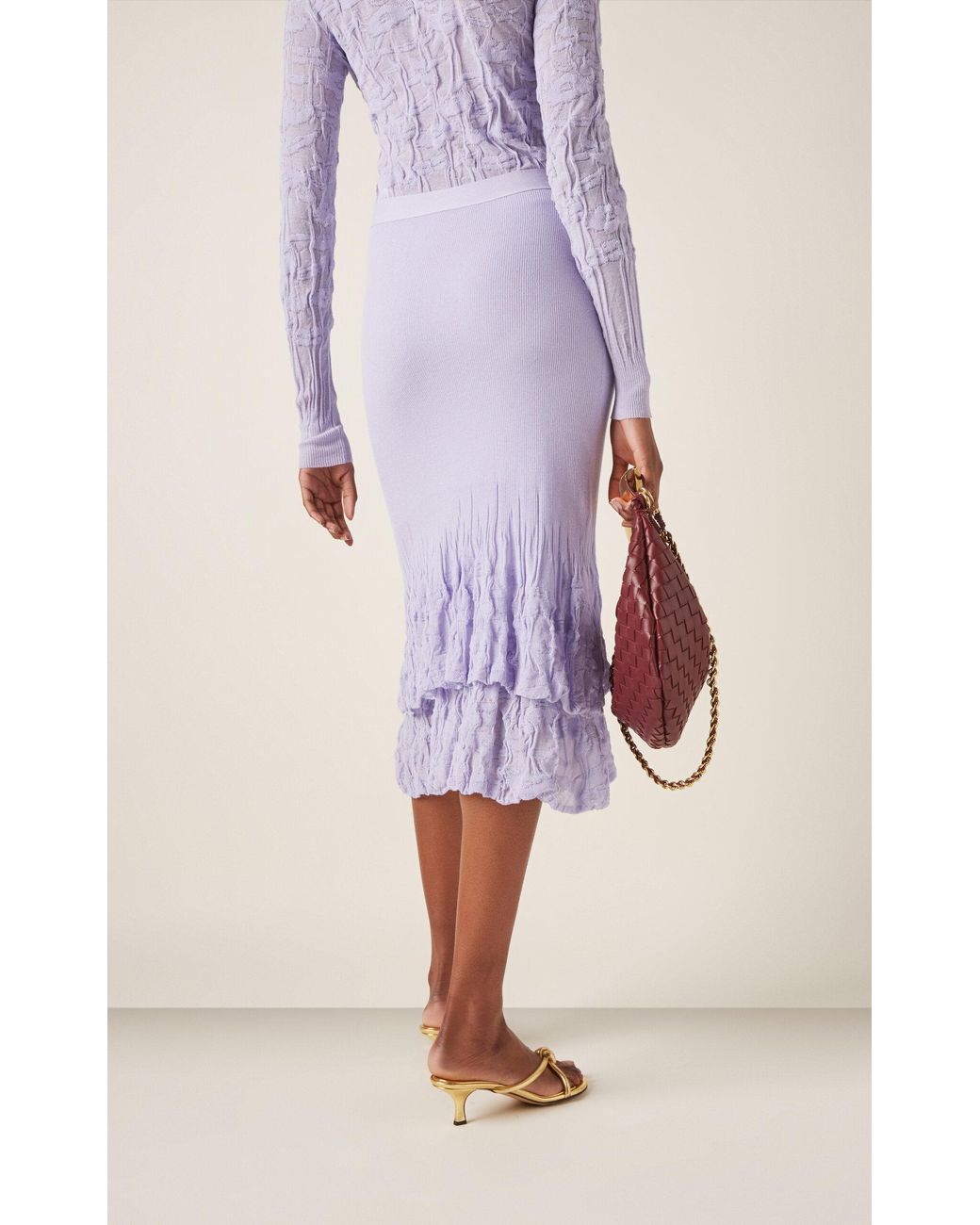 Bottega Veneta 2 in 1 Flower knit Cotton Skirt in Purple Lyst