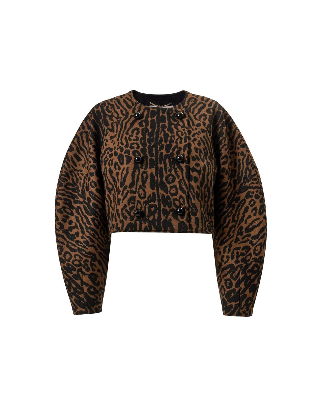 Carolina Herrera Black Leopard Jacquard Wool Cocoon Jacket