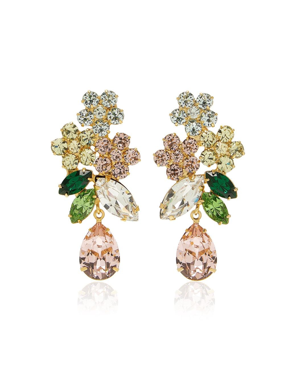 Jennifer Behr White Bouquet 18K-Plated Crystal Mother Of Pearl Earrings