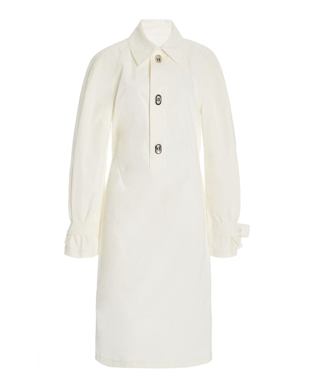 Bottega Veneta White Cotton-Blend Midi Shirt Dress