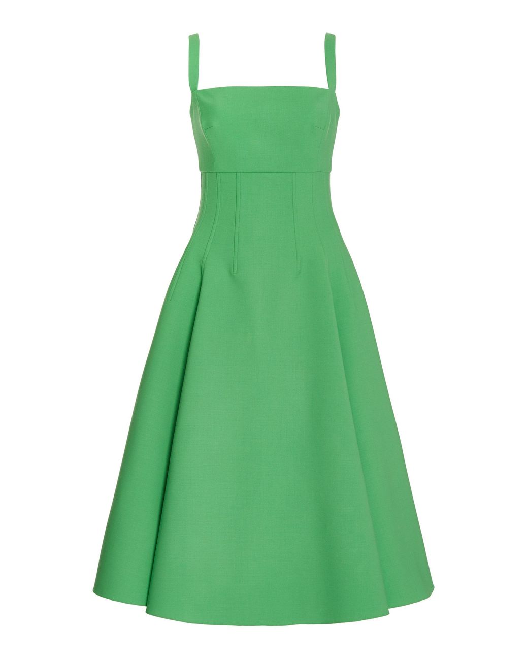 Oscar de la Renta Wool-blend A-line Midi Dress in Green | Lyst