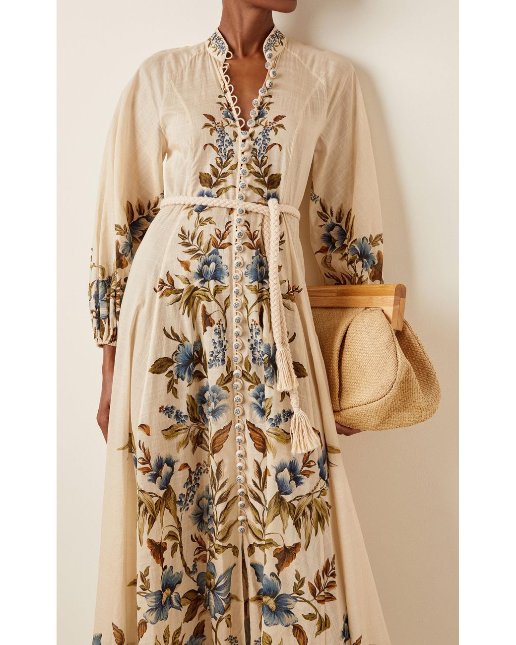 Zimmermann Aliane Belted Floral Linen Maxi Dress in Natural | Lyst Australia