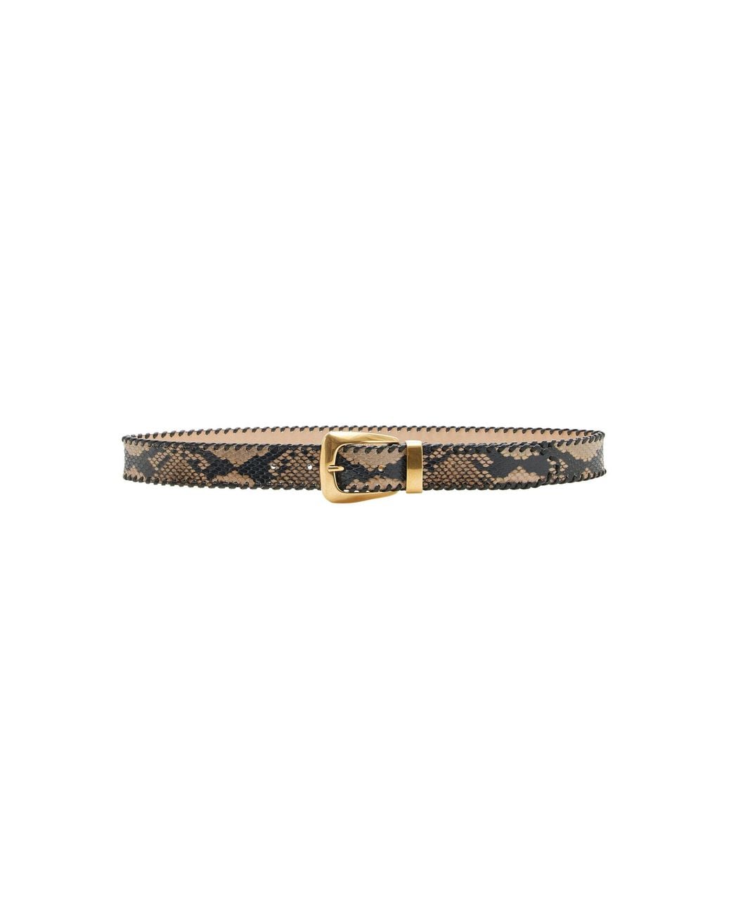 Khaite Gray Benny Whipstitch Snake-Effect Leather Belt