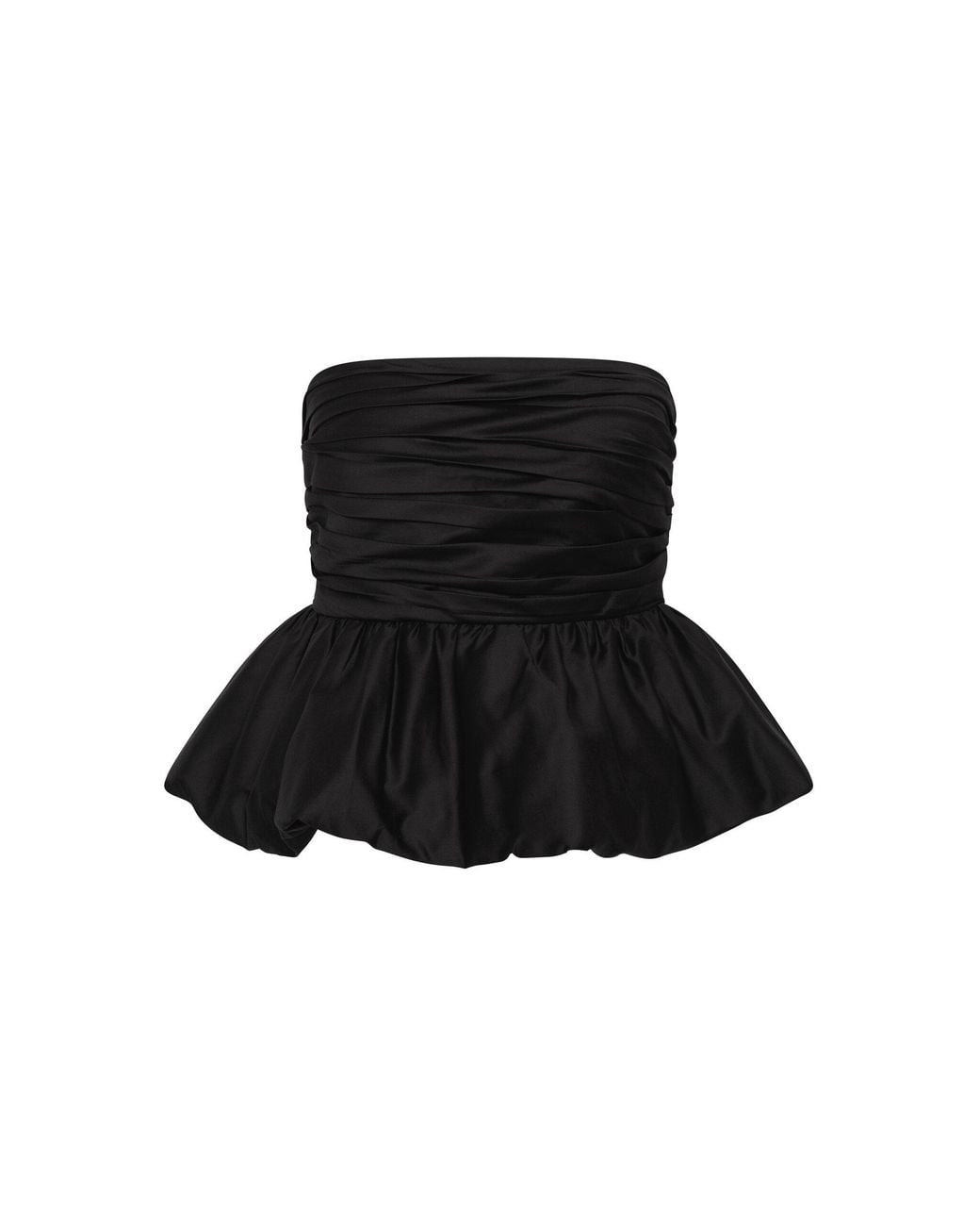 ROAME. Black Hazel Strapless Cotton Peplum Top