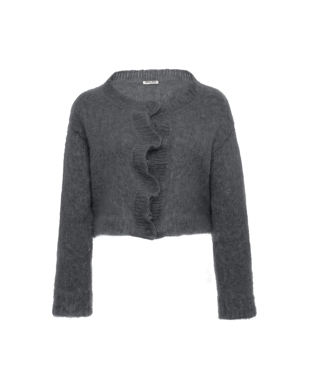 Miu Miu Cropped Mohair-blend Knit Sweater in Gray | Lyst