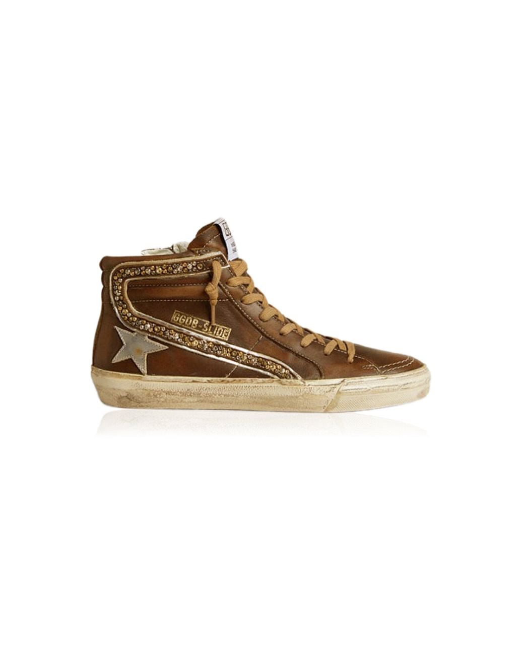 Golden Goose Deluxe Brand Brown Slide Embellished Leather Sneakers