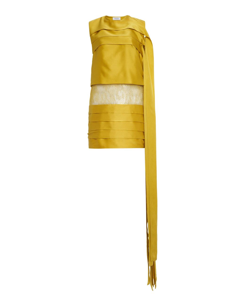 Ferragamo Yellow Layered Silk Mini Dress