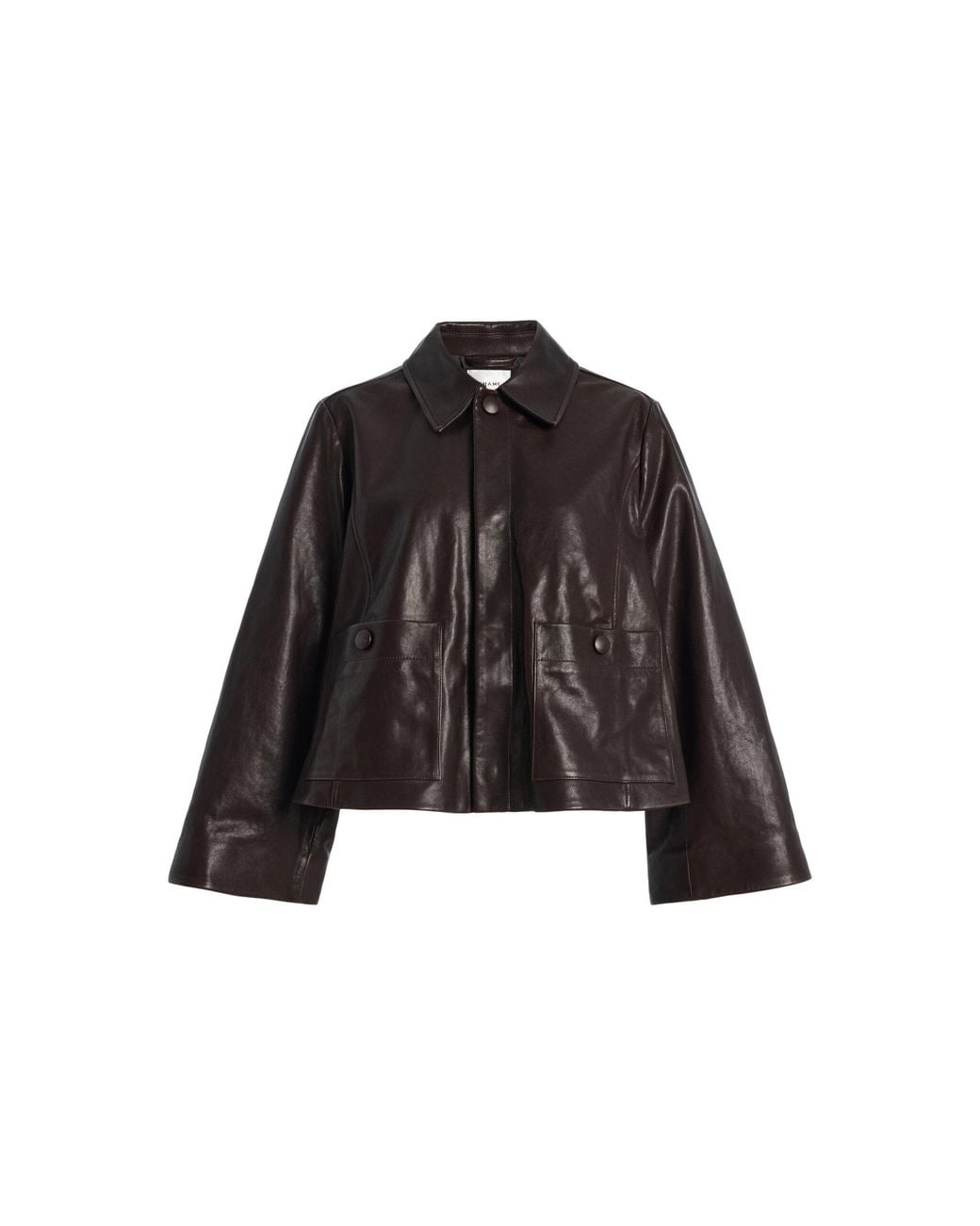 FRAME Black The Paper Leather Mini Swing Jacket