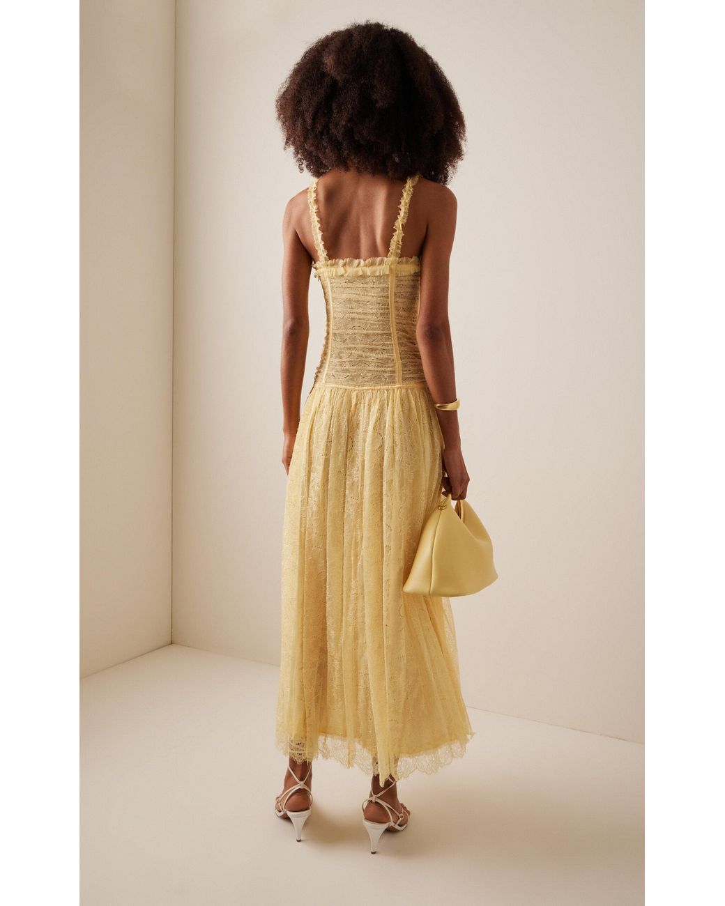 knee length dresses for ladies Ulla Johnson Yellow Crochet Yael Dress main image 1