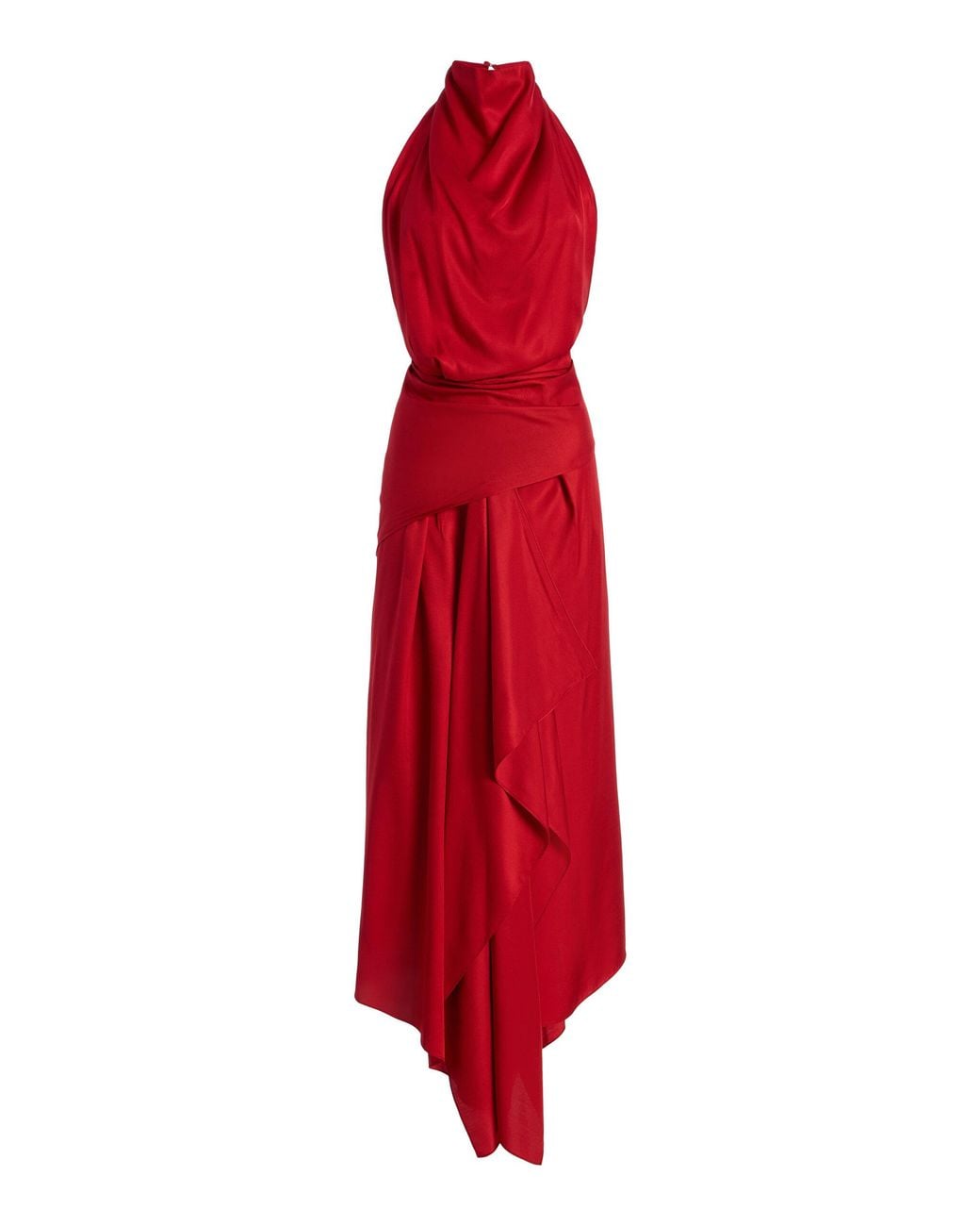 Brandon Maxwell Red Exclusive The Marin Draped Twill Midi Scarf Dress