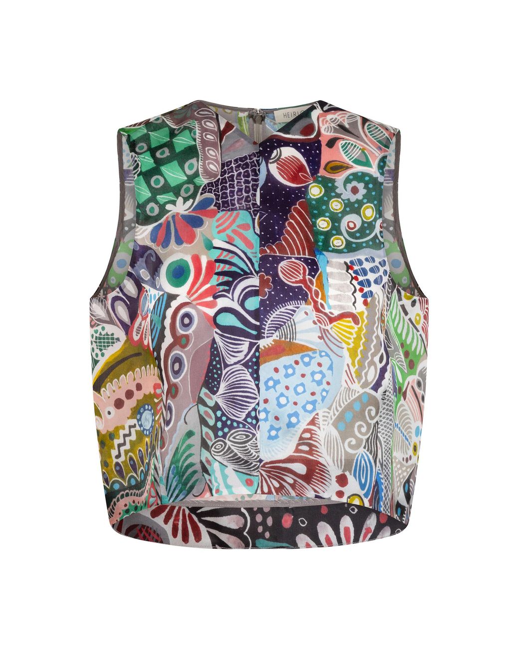 Heirlome Gray Val Sleeveless Printed Silk Top