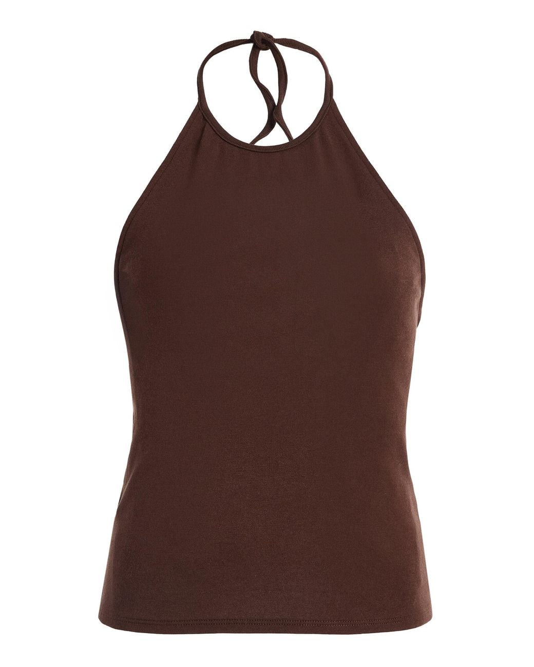 DONNI. Brown The Baby Ribbed Cotton Halter Top