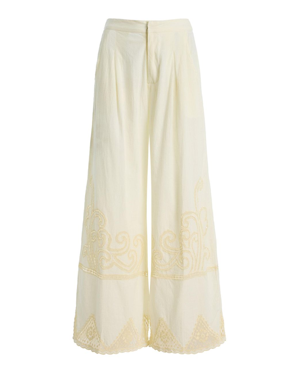 All That Remains White Akia Crochet Cotton Wide-Leg Pants