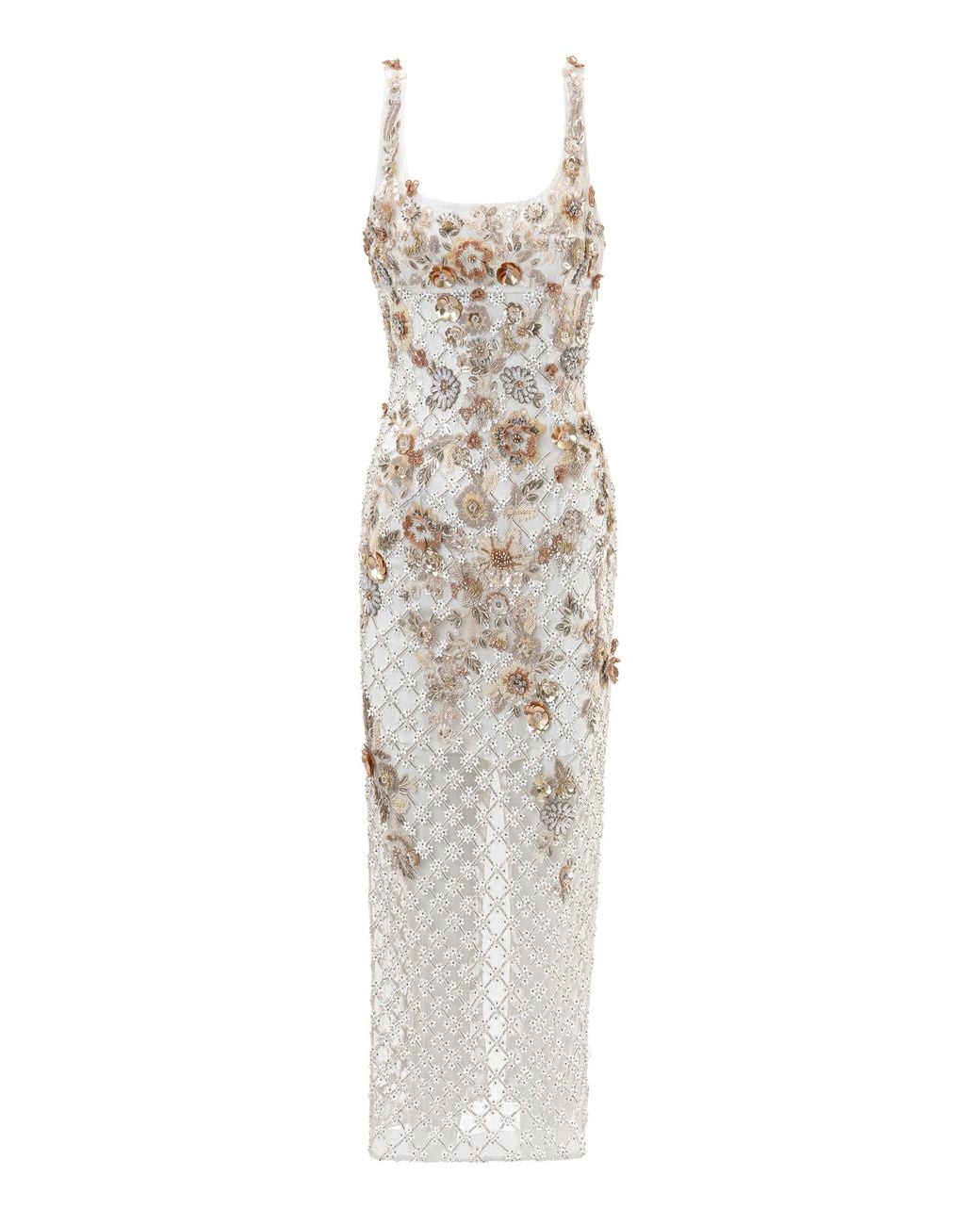 La Fuori White Allure Forbidden Embellished Midi Dress