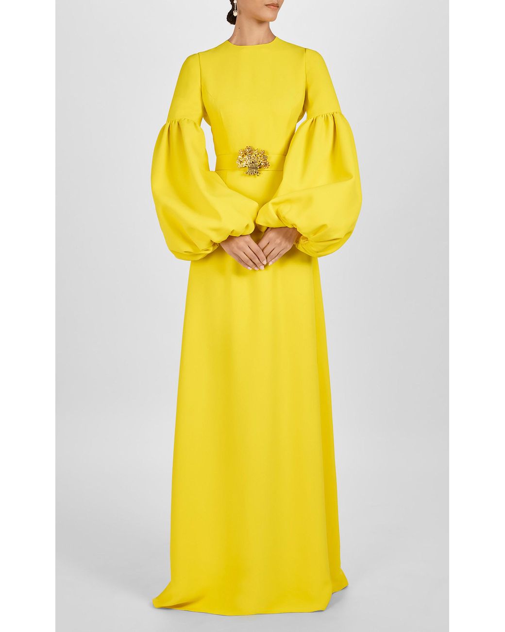 Andrew Gn Belted Maxi Dress in Yellow | Lyst Australia