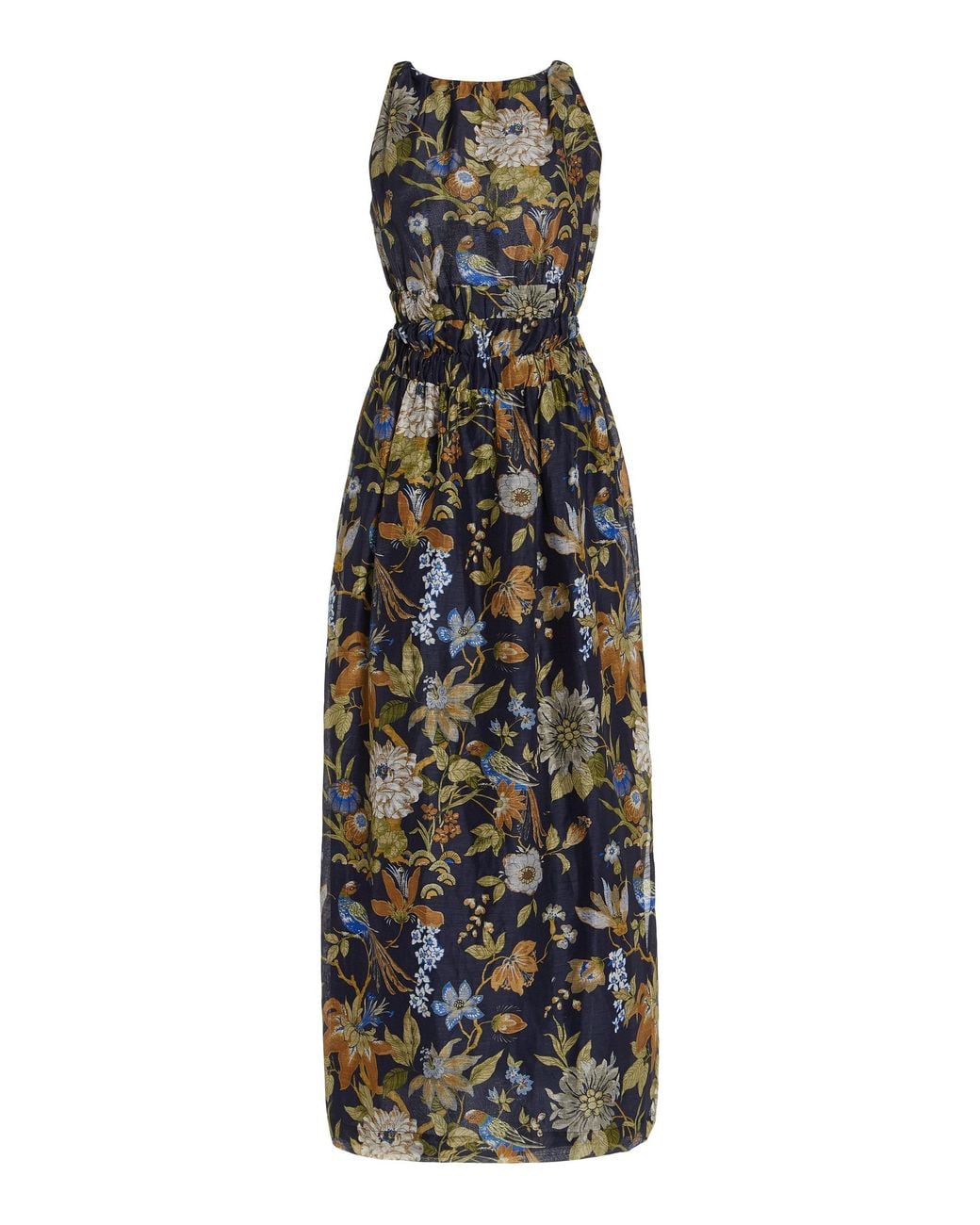 SIR. Lilian Floral Linen-silk Open-back Maxi Dress in Blue | Lyst