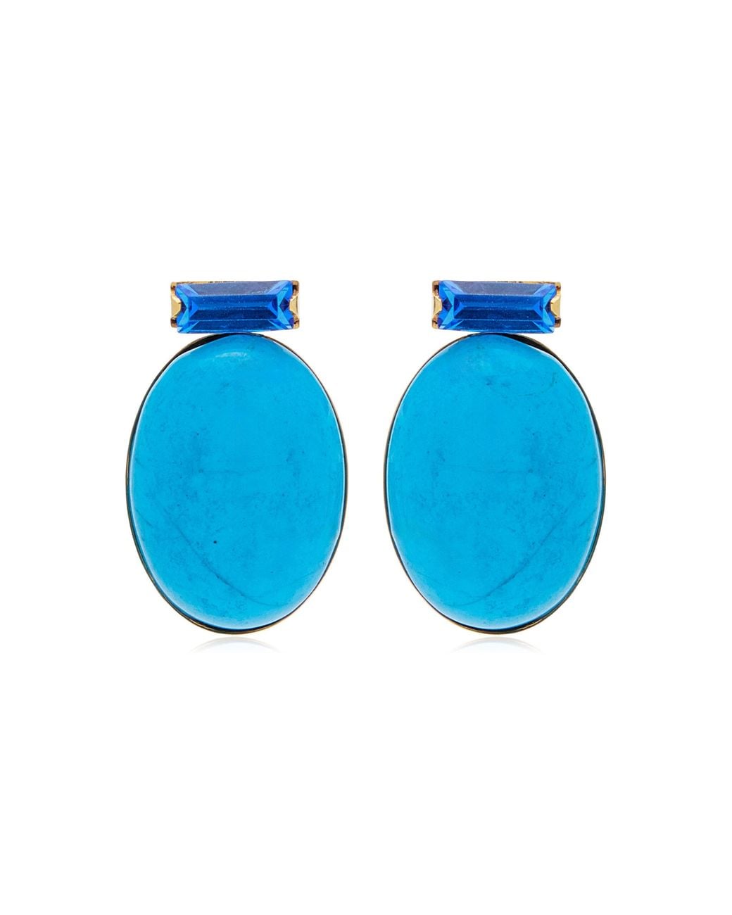 Jennifer Behr Blue Arden 18K-Plated Turquose And Crystal Earrings