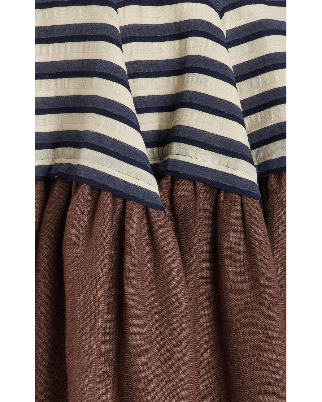 Rosie Assoulin Golden Afternoon Striped Linen Midi Dress in Brown | Lyst