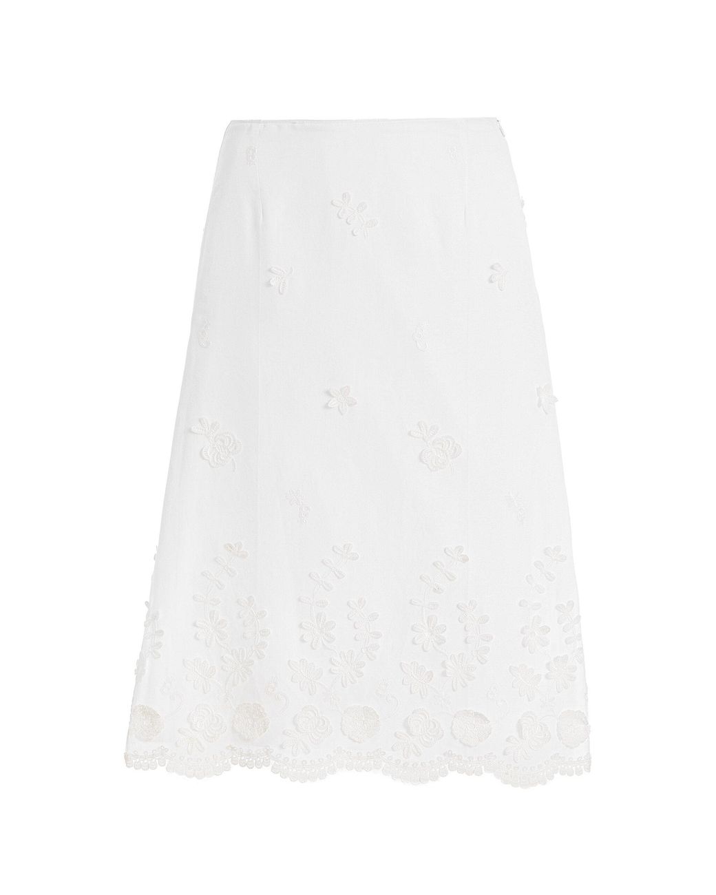 Altuzarra White Malik Embellished Cotton Midi Skirt